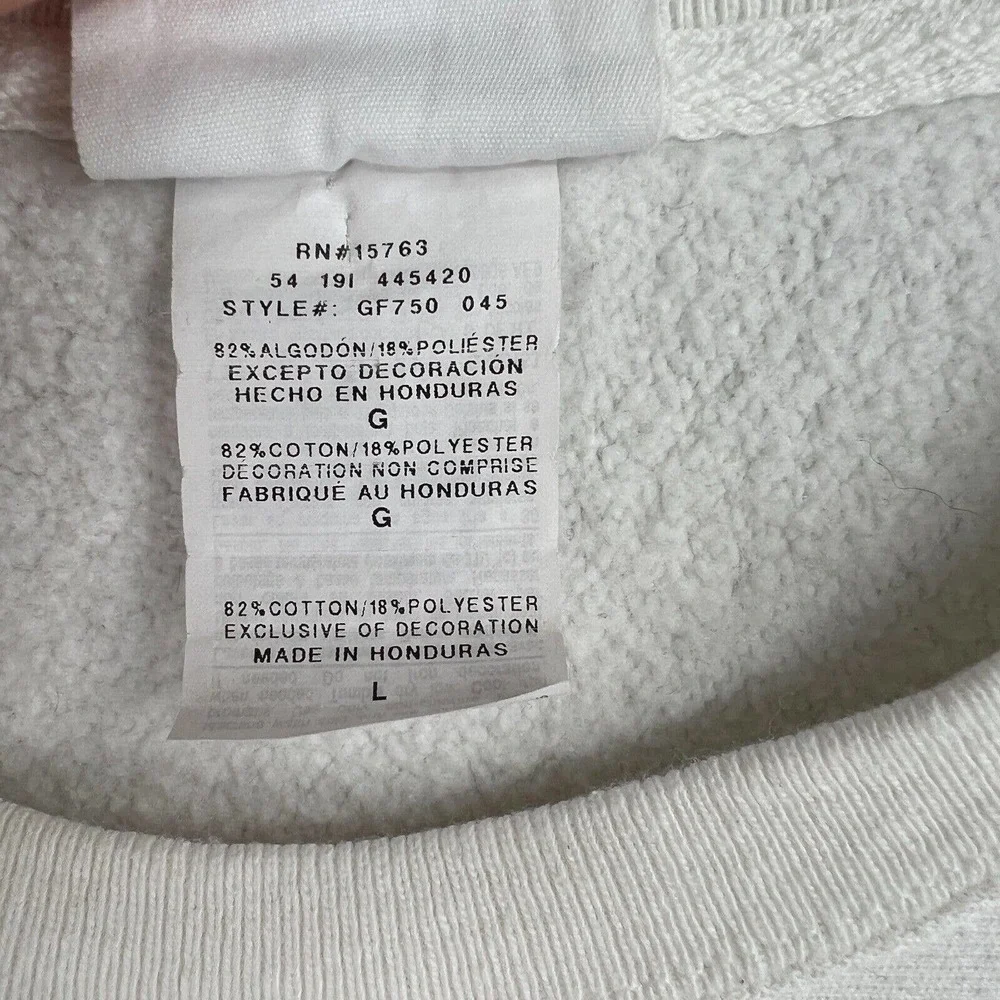 Champion Reverse Weave Sweatshirt Adult Large White Spellout Crewneck Pullover